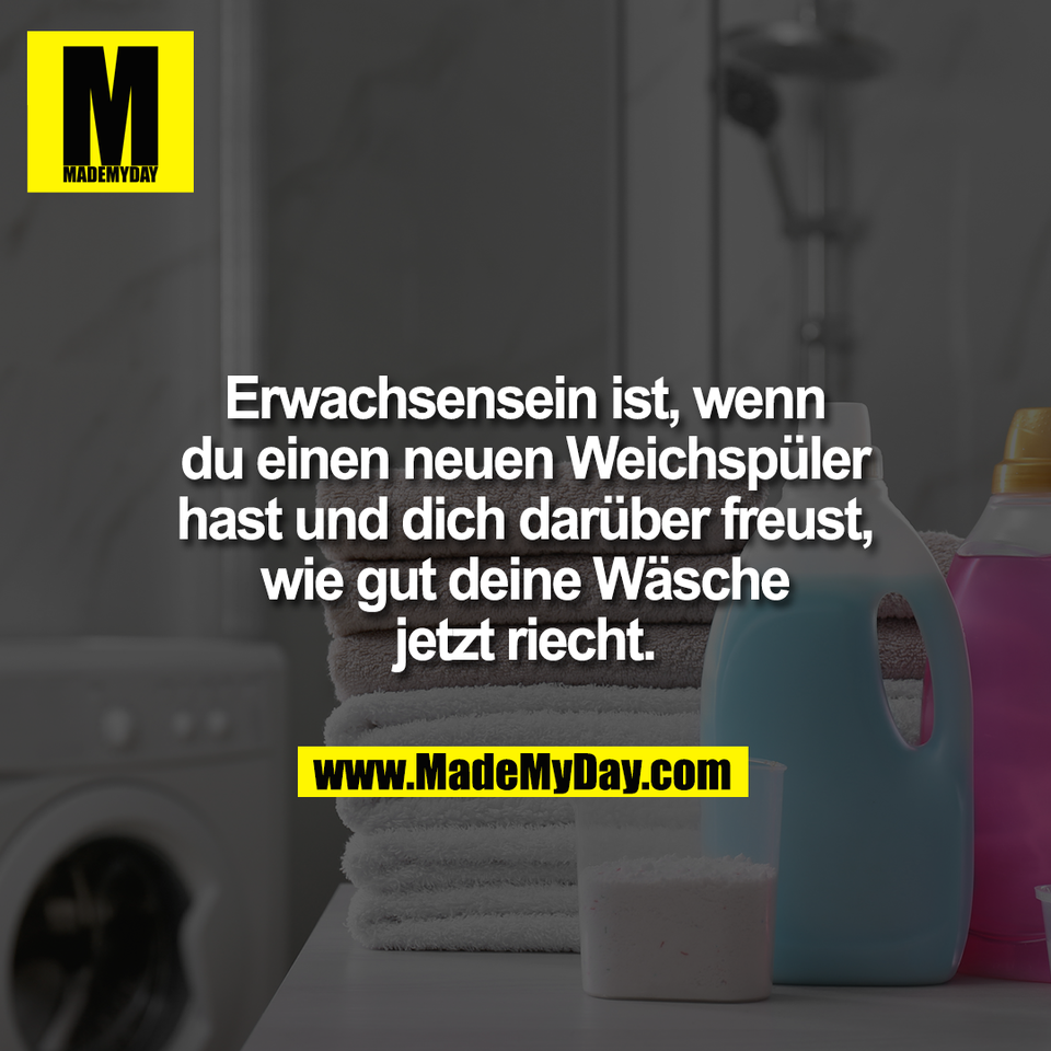 Erwachsensein ist, wenn<br />
du einen neuen Weichspüler<br />
hast und dich darüber freust,<br />
wie gut deine Wäsche<br />
jetzt riecht.