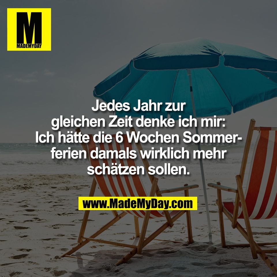 Jedes Jahr zur<br />
gleichen Zeit denke ich mir:<br />
Ich hätte die 6 Wochen Sommer-<br />
ferien damals wirklich mehr<br />
schätzen sollen.