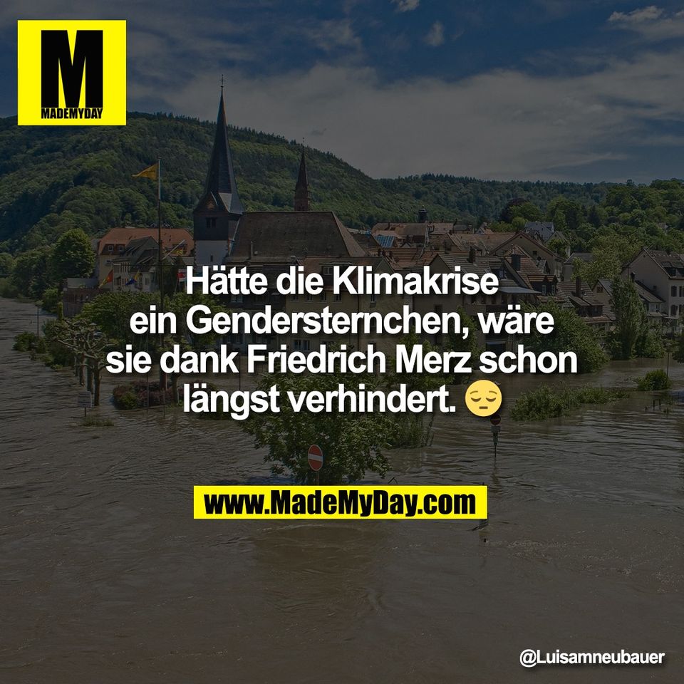 Hätte die Klimakrise<br />
ein Gendersternchen, wäre<br />
sie dank Friedrich Merz schon<br />
längst verhindert. 😔