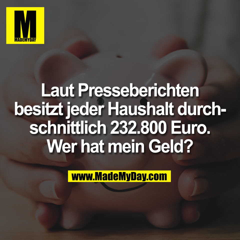 Laut Presseberichten<br />
besitzt jeder Haushalt durch-<br />
schnittlich 232.800 Euro.<br />
Wer hat mein Geld?