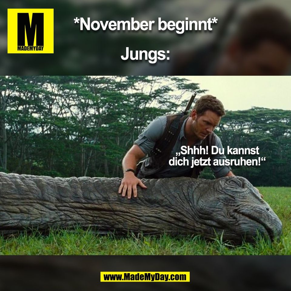 *November beginnt*<br />
Jungs:<br />
Shhh! Du kannst dich<br />
jetzt ausruhen!<br />
<br />
(BILD)