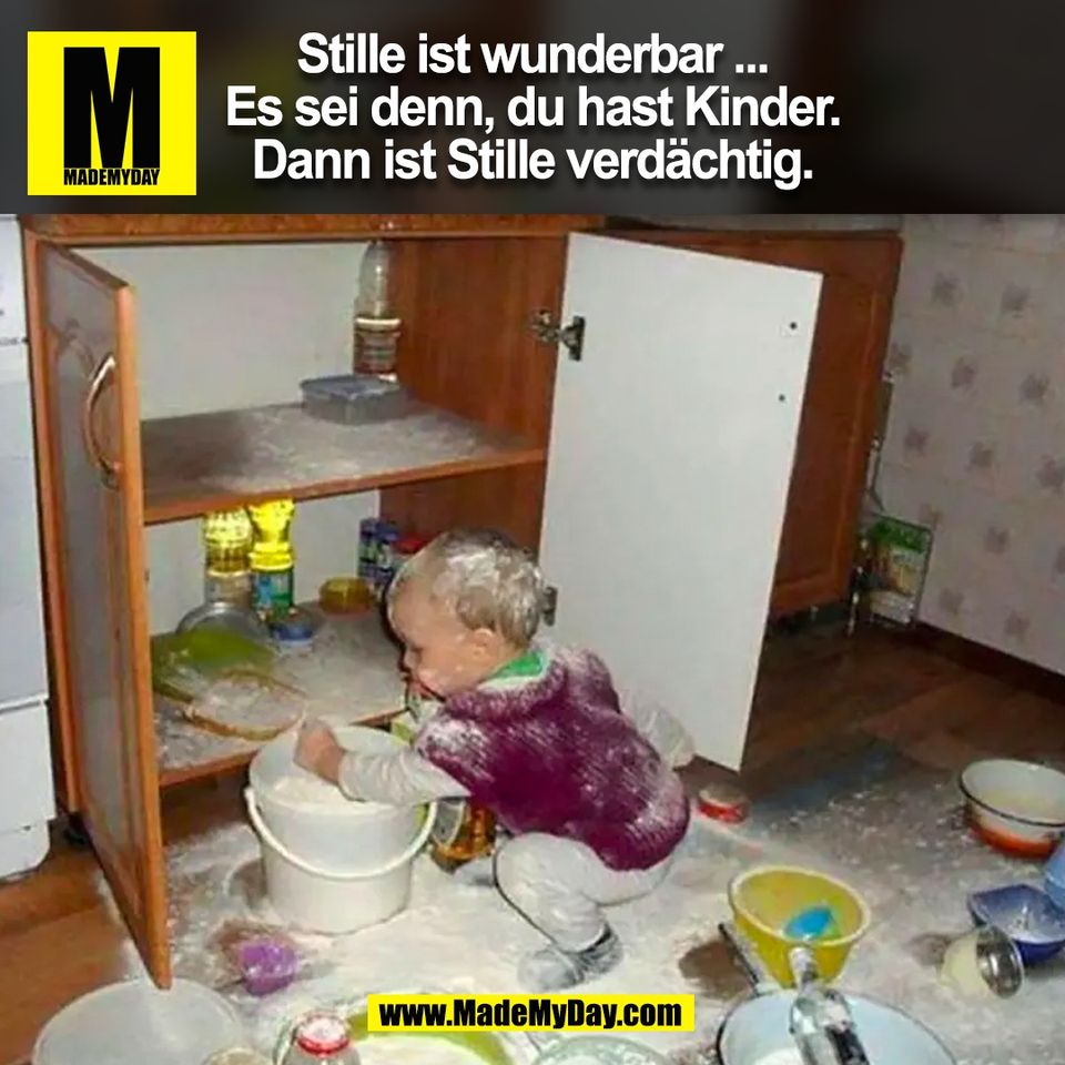 Stille ist wunderbar ...<br />
Es sei denn, du hast Kinder.<br />
Dann ist Stille verdächtig.<br />
(BILD)