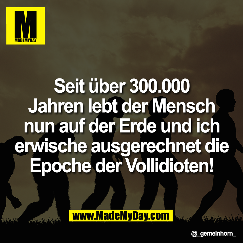 Seit über 300.000<br />
Jahren lebt der Mensch<br />
nun auf der Erde und ich<br />
erwische ausgerechnet die<br />
Epoche der Vollidioten!