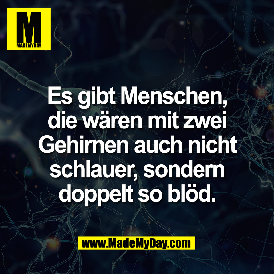 Es gibt Menschen,<br />
die wären mit zwei<br />
Gehirnen auch nicht<br />
schlauer, sondern<br />
doppelt so blöd.