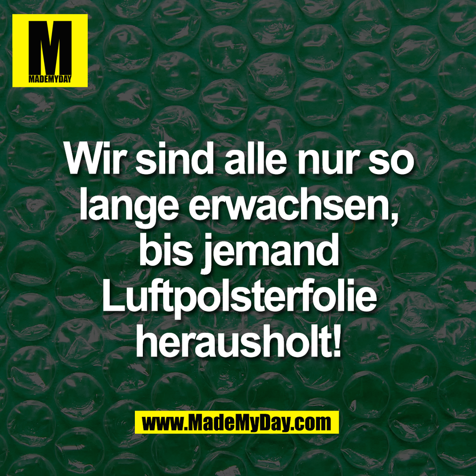 Wir sind alle nur so<br />
lange erwachsen,<br />
bis jemand<br />
Luftpolsterfolie<br />
herausholt!