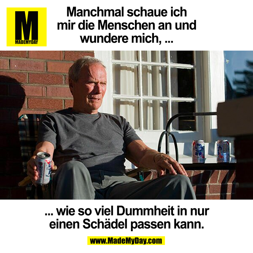 Manchmal schaue ich<br />
mir die Menschen an und<br />
wundere mich, ...<br />
... wie so viel Dummheit in nur<br />
einen Schädel passen kann.<br />
(BILD)