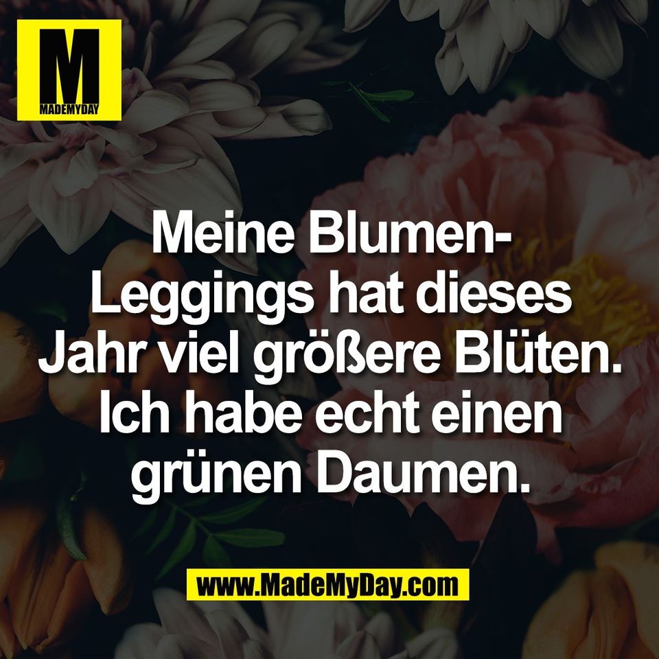 Meine Blumen-<br />
Leggings hat dieses<br />
Jahr viel größere Blüten.<br />
Ich habe echt einen<br />
grünen Daumen.