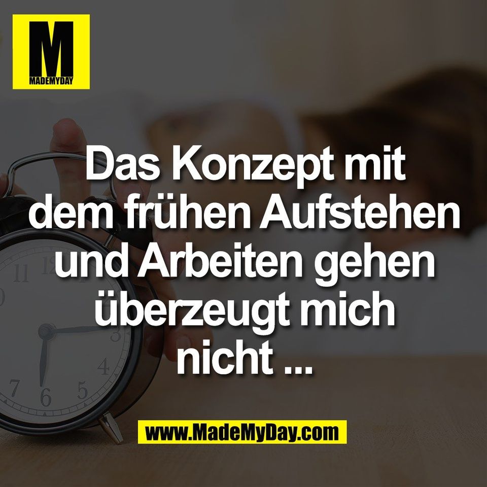 Das Konzept mit<br />
dem frühen Aufstehen<br />
und Arbeiten gehen<br />
überzeugt mich<br />
nicht ...