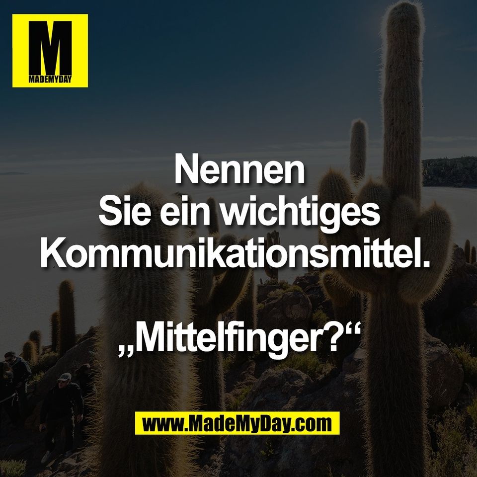 Nennen<br />
Sie ein wichtiges<br />
Kommunikationsmittel. <br />
<br />
„Mittelfinger?“