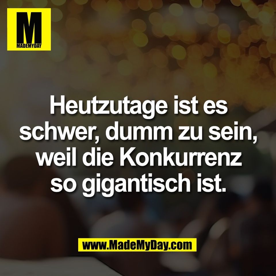 Heutzutage ist es<br />
schwer, dumm zu sein,<br />
weil die Konkurrenz<br />
so gigantisch ist.