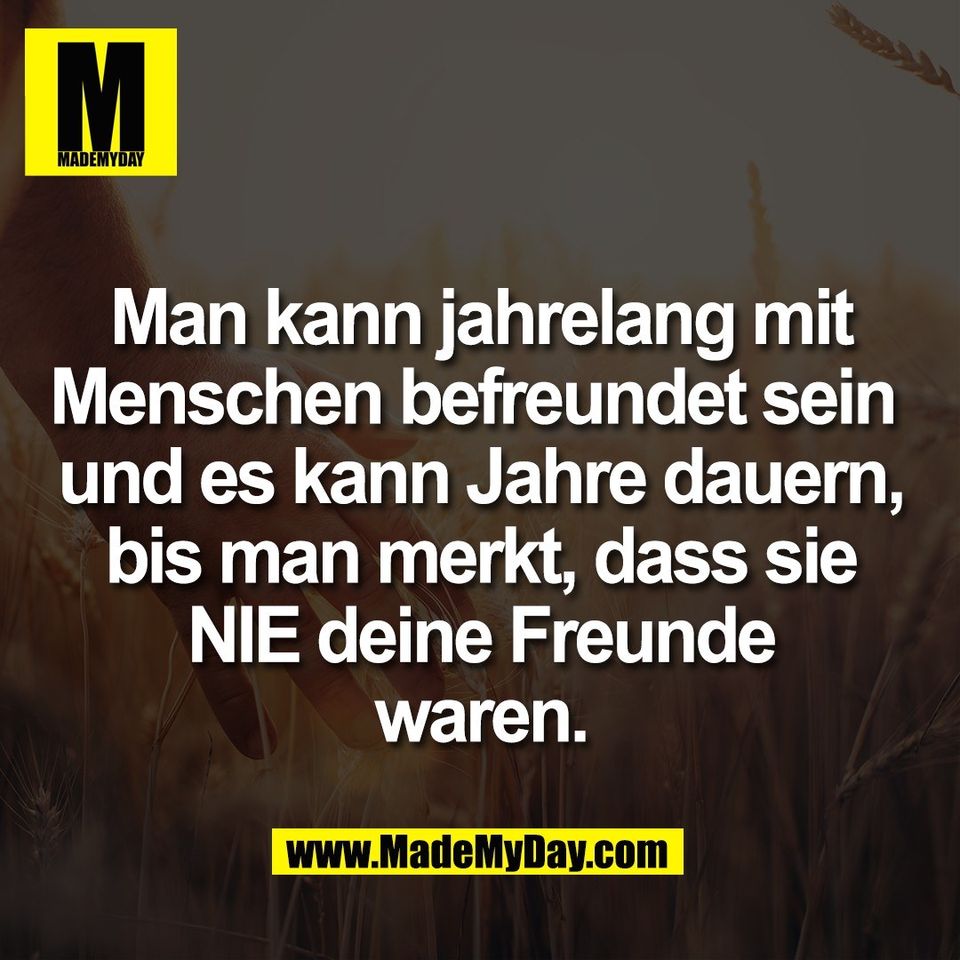 Man kann jahrelang mit<br />
Menschen befreundet sein <br />
und es kann Jahre dauern,<br />
bis man merkt, dass sie<br />
NIE deine Freunde<br />
waren.