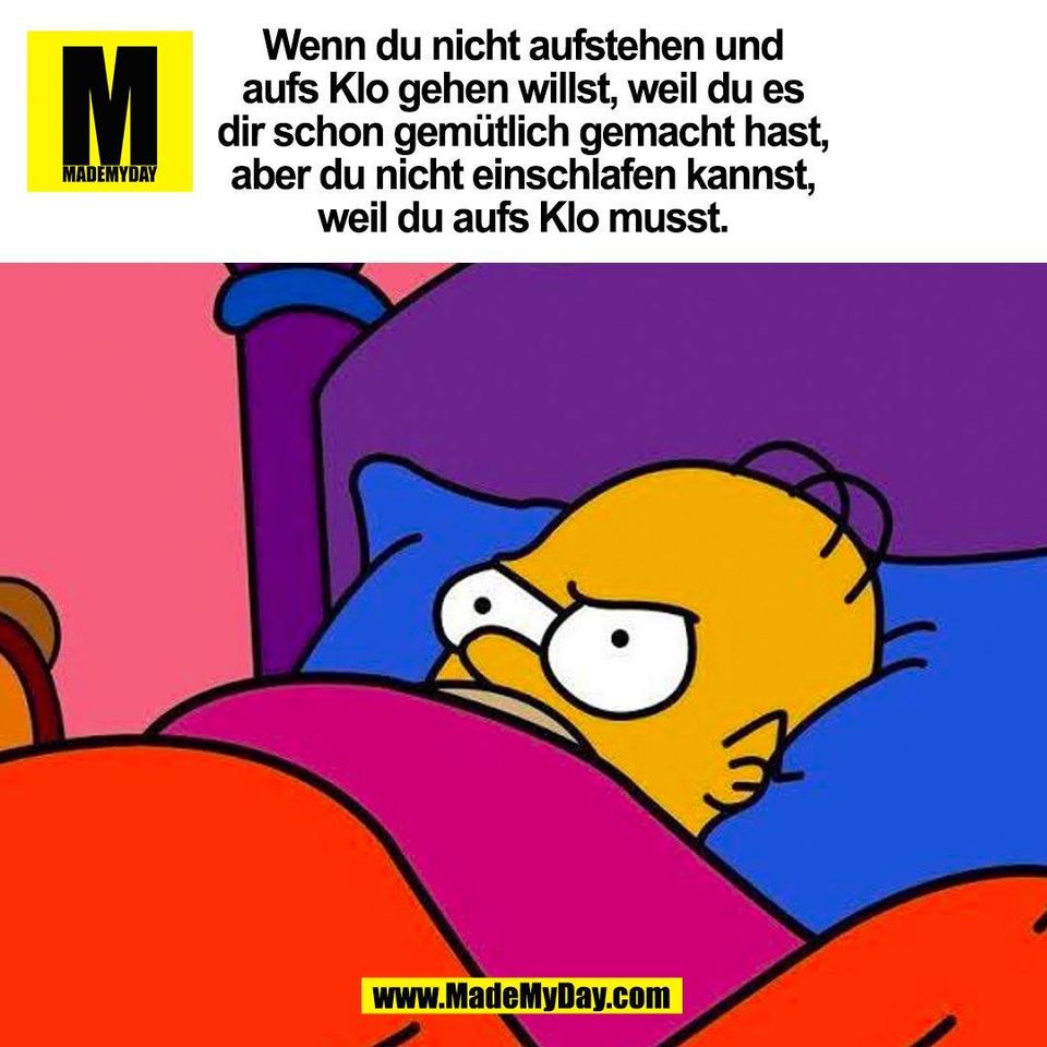 Wenn du nicht aufstehen und<br />
aufs Klo gehen willst, weil du es<br />
dir schon gemütlich gemacht hast,<br />
aber du nicht einschlafen kannst,<br />
weil du aufs Klo musst.<br />
(BILD)