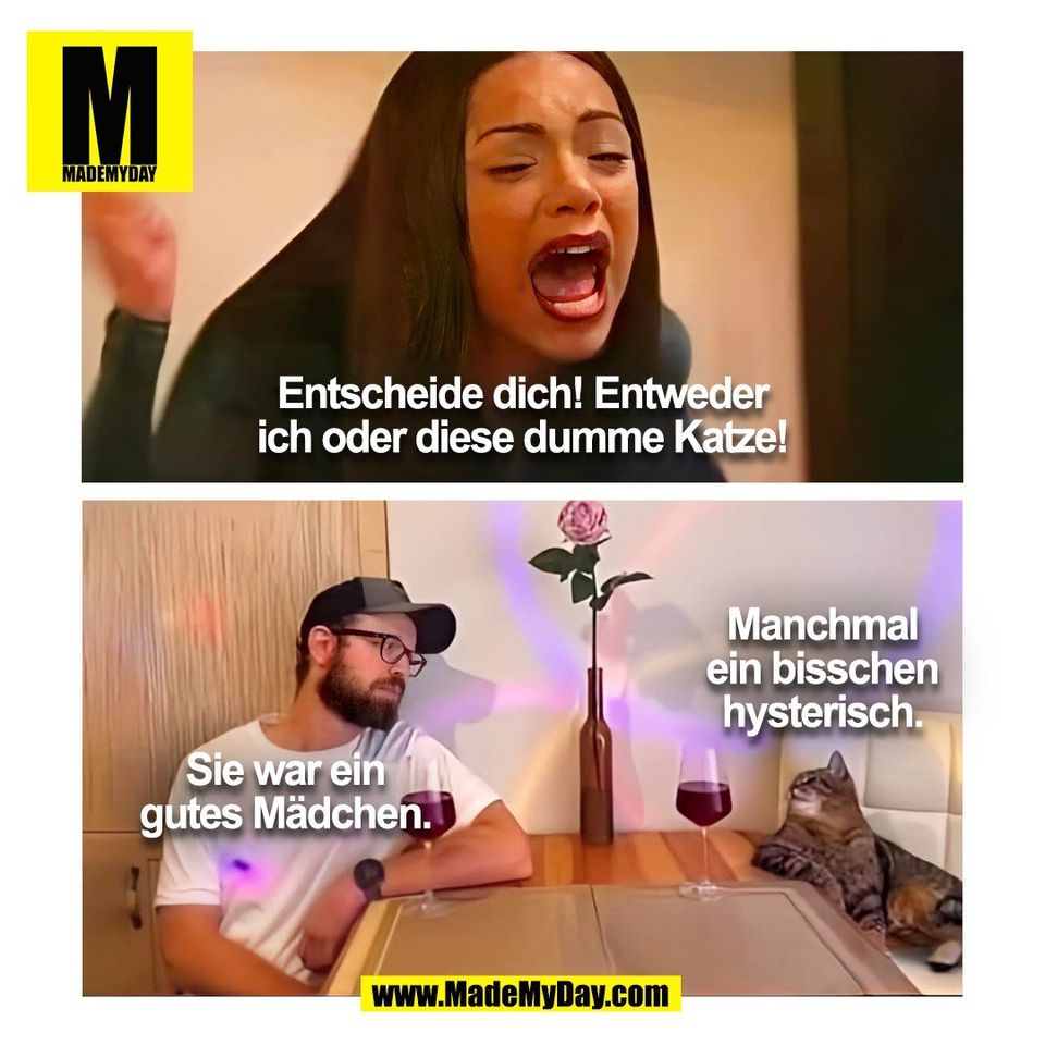 Entscheide dich! Entweder<br />
ich oder diese dumme Katze!<br />
Sie war ein<br />
gutes Mädchen.<br />
Manchmal<br />
ein bisschen<br />
hysterisch.<br />
(BILD)