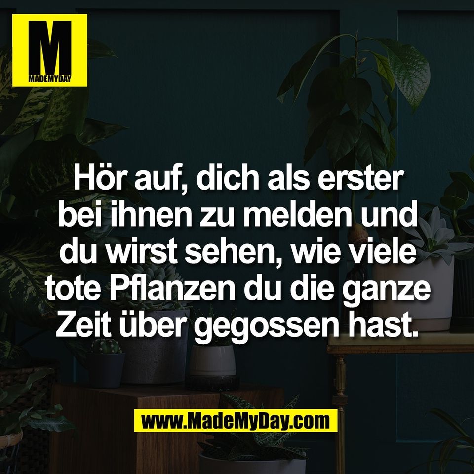 Hör auf, dich als erster<br />
bei ihnen zu melden und<br />
du wirst sehen, wie viele<br />
tote Pflanzen du die ganze<br />
Zeit über gegossen hast.