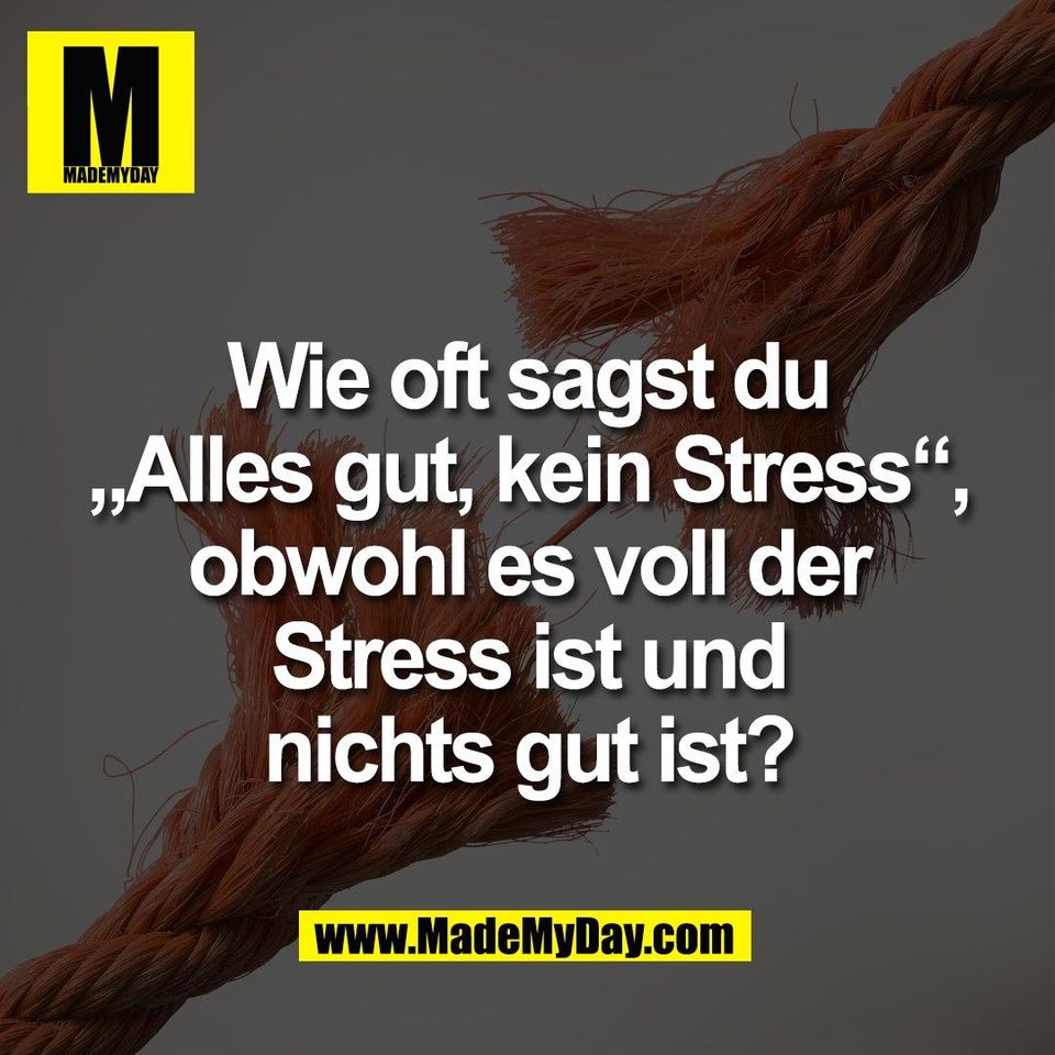 Wie oft sagst du<br />
„Alles gut, kein Stress“,<br />
obwohl es voll der<br />
Stress ist und<br />
nichts gut ist?