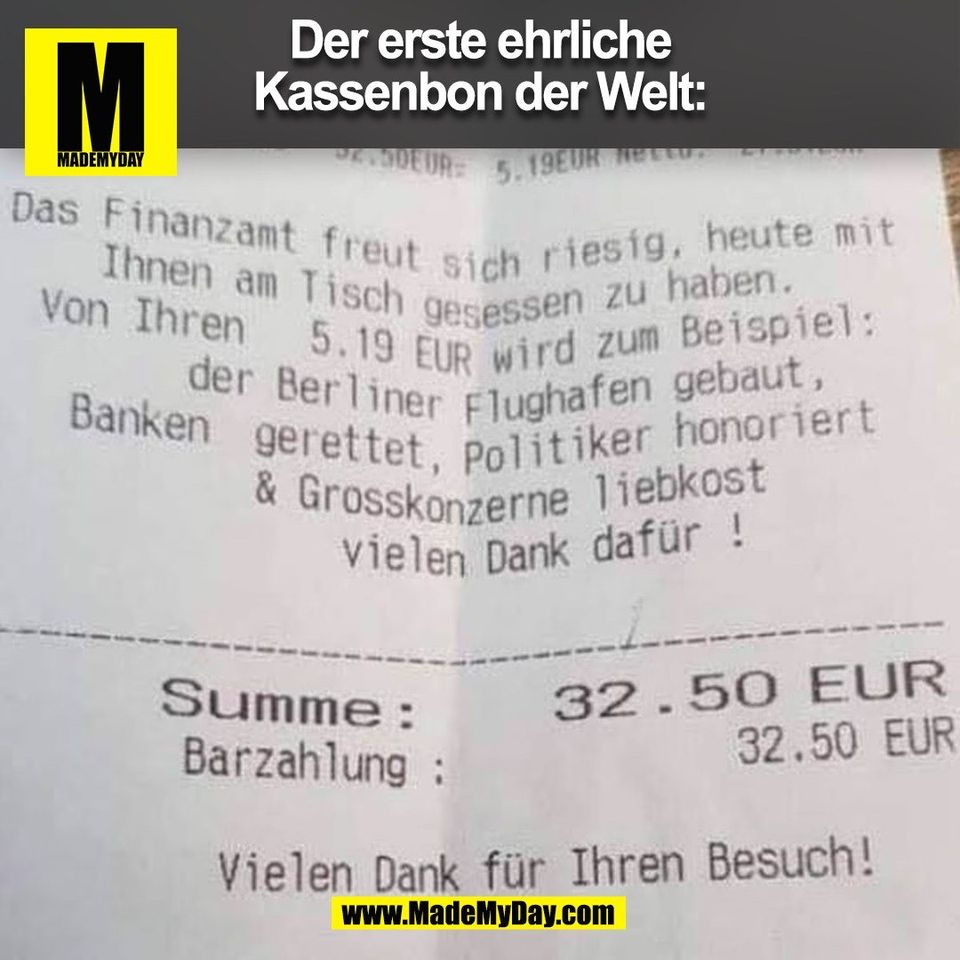 Der erste ehrliche<br />
Kassenbon der Welt:<br />
(BILD)