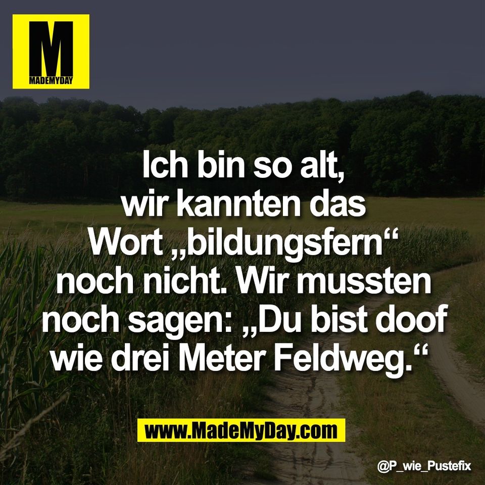 Ich bin so alt,<br />
wir kannten das<br />
Wort „bildungsfern“<br />
noch nicht. Wir mussten<br />
noch sagen: „Du bist doof<br />
wie drei Meter Feldweg.“