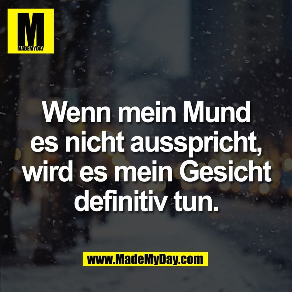 Wenn mein Mund<br />
es nicht ausspricht,<br />
wird es mein Gesicht<br />
definitiv tun.