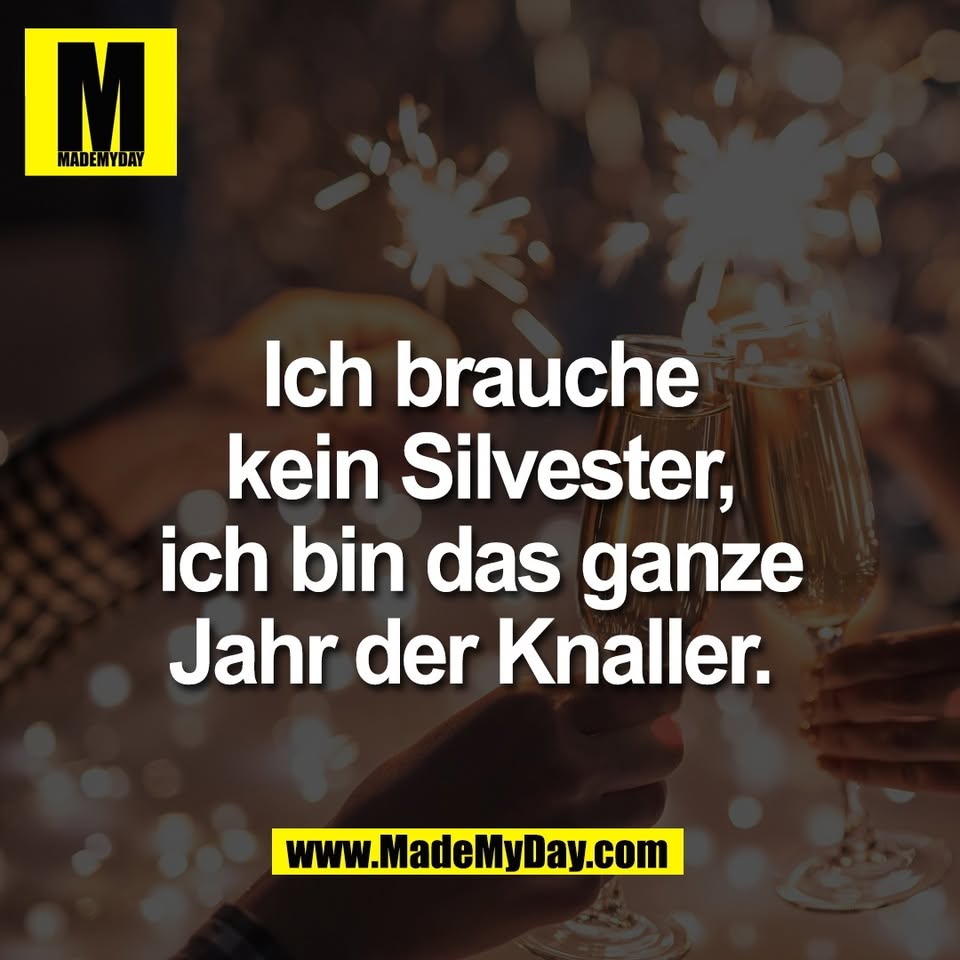 Ich brauche<br />
kein Silvester,<br />
ich bin das ganze<br />
Jahr der Knaller. 