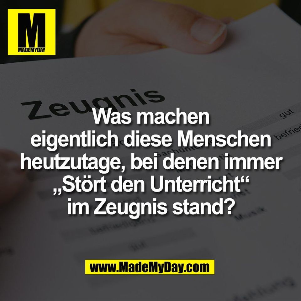 Was machen<br />
eigentlich diese Menschen<br />
heutzutage, bei denen immer<br />
„Stört den Unterricht“<br />
im Zeugnis stand?