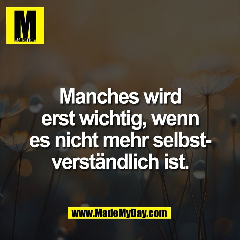 Manches wird<br />
erst wichtig, wenn<br />
es nicht mehr selbst-<br />
verständlich ist.