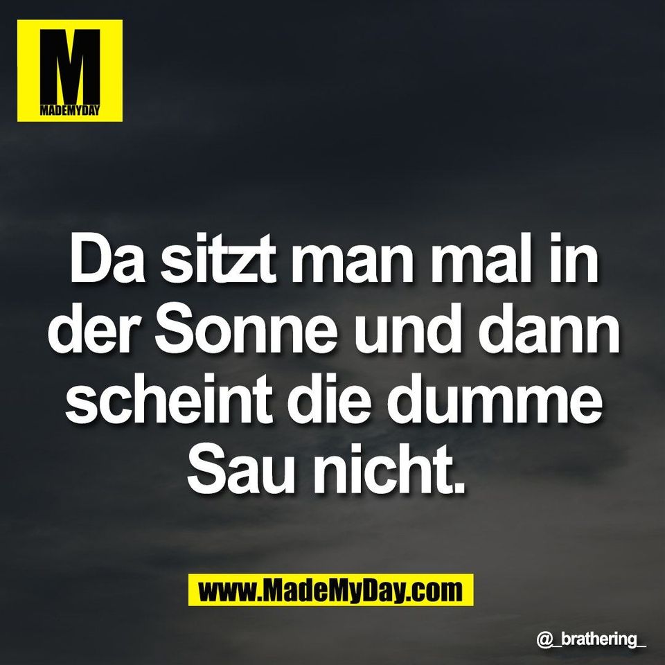 Da sitzt man mal in<br />
der Sonne und dann<br />
scheint die dumme<br />
Sau nicht.