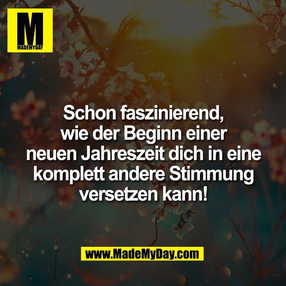 Schon faszinierend,<br />
wie der Beginn einer<br />
neuen Jahreszeit dich in eine<br />
komplett andere Stimmung<br />
versetzen kann!