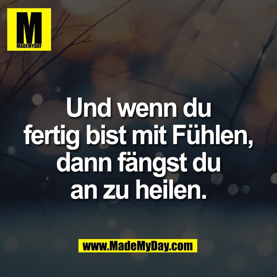 Und wenn du<br />
fertig bist mit Fühlen,<br />
dann fängst du<br />
an zu heilen.