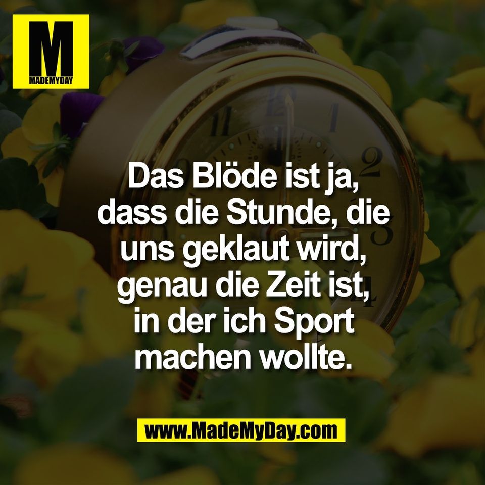 Das Blöde ist ja,<br />
dass die Stunde, die<br />
uns geklaut wird,<br />
genau die Zeit ist,<br />
in der ich Sport<br />
machen wollte.