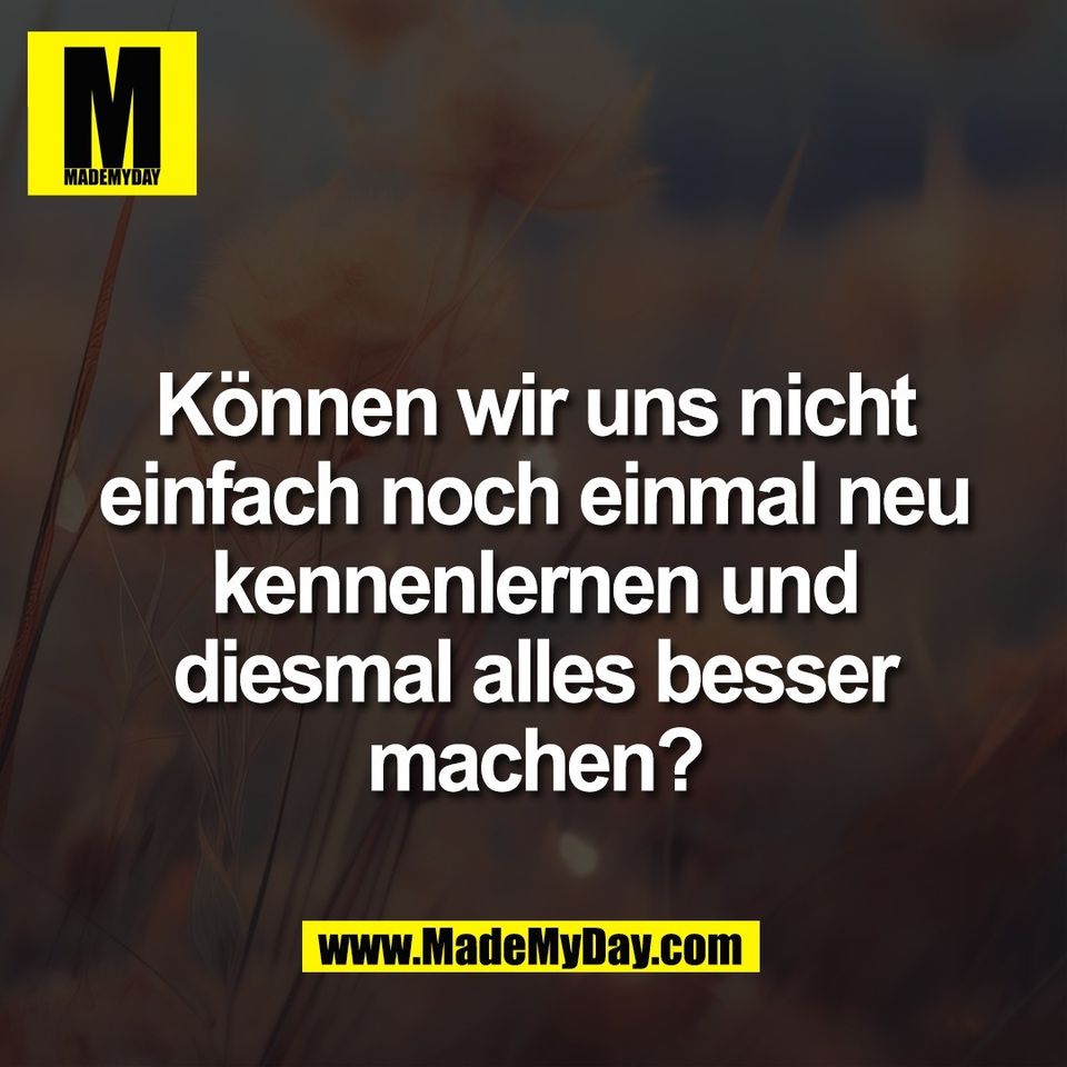 Können wir uns nicht<br />
einfach noch einmal neu<br />
kennenlernen und<br />
diesmal alles besser<br />
machen?