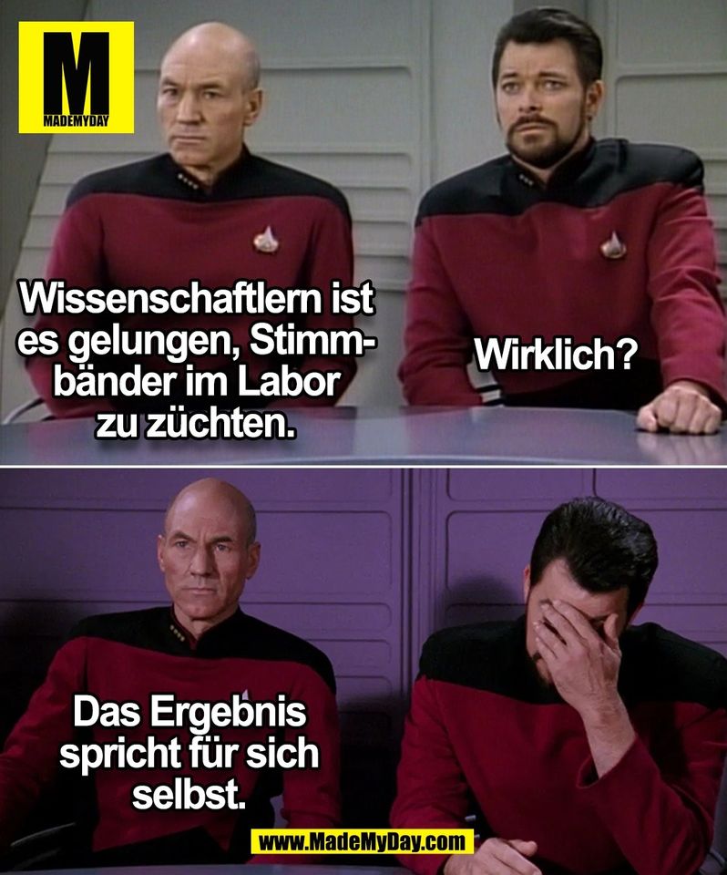 Wissenschaftlern ist<br />
es gelungen, Stimm-<br />
bänder im Labor<br />
zu züchten.<br />
<br />
Wirklich?<br />
<br />
Das Ergebnis<br />
spricht für sich<br />
selbst.<br />
<br />
(BILD)