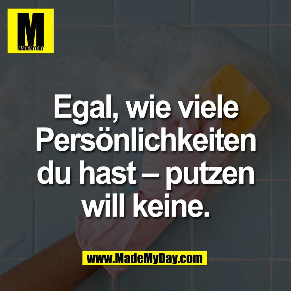 Egal, wie viele<br />
Persönlichkeiten<br />
du hast – putzen<br />
will keine.