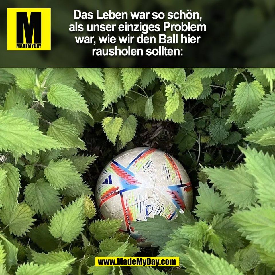 Das Leben war so schön,<br />
als unser einziges Problem<br />
war, wie wir den Ball hier<br />
rausholen sollten:<br />
(BILD)