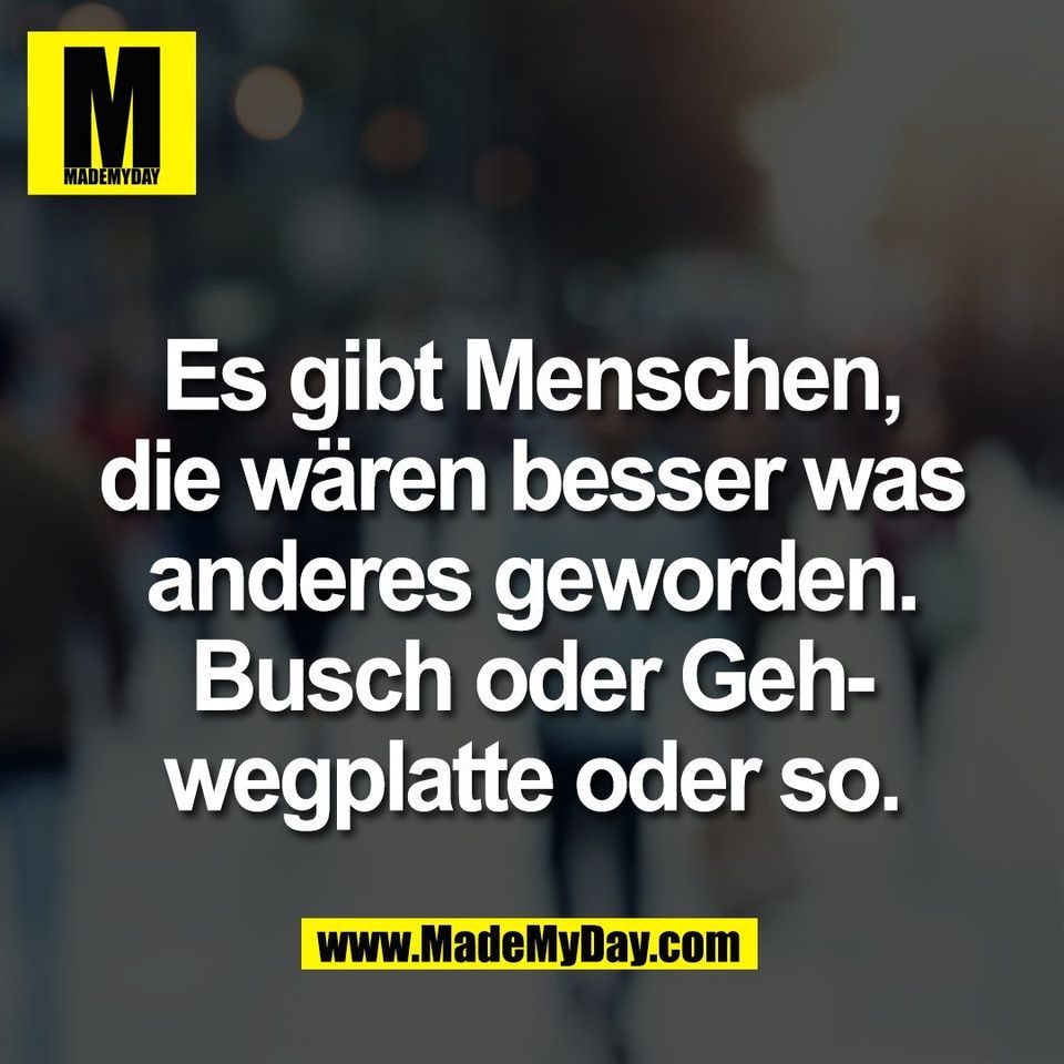 Es gibt Menschen,<br />
die wären besser was<br />
anderes geworden.<br />
Busch oder Geh-<br />
wegplatte oder so.