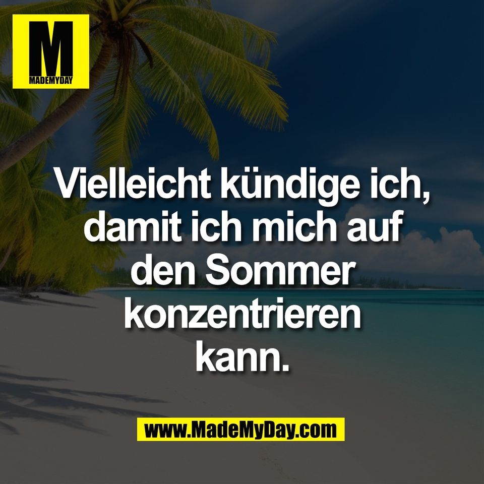 Vielleicht kündige ich,<br />
damit ich mich auf<br />
den Sommer<br />
konzentrieren<br />
kann.