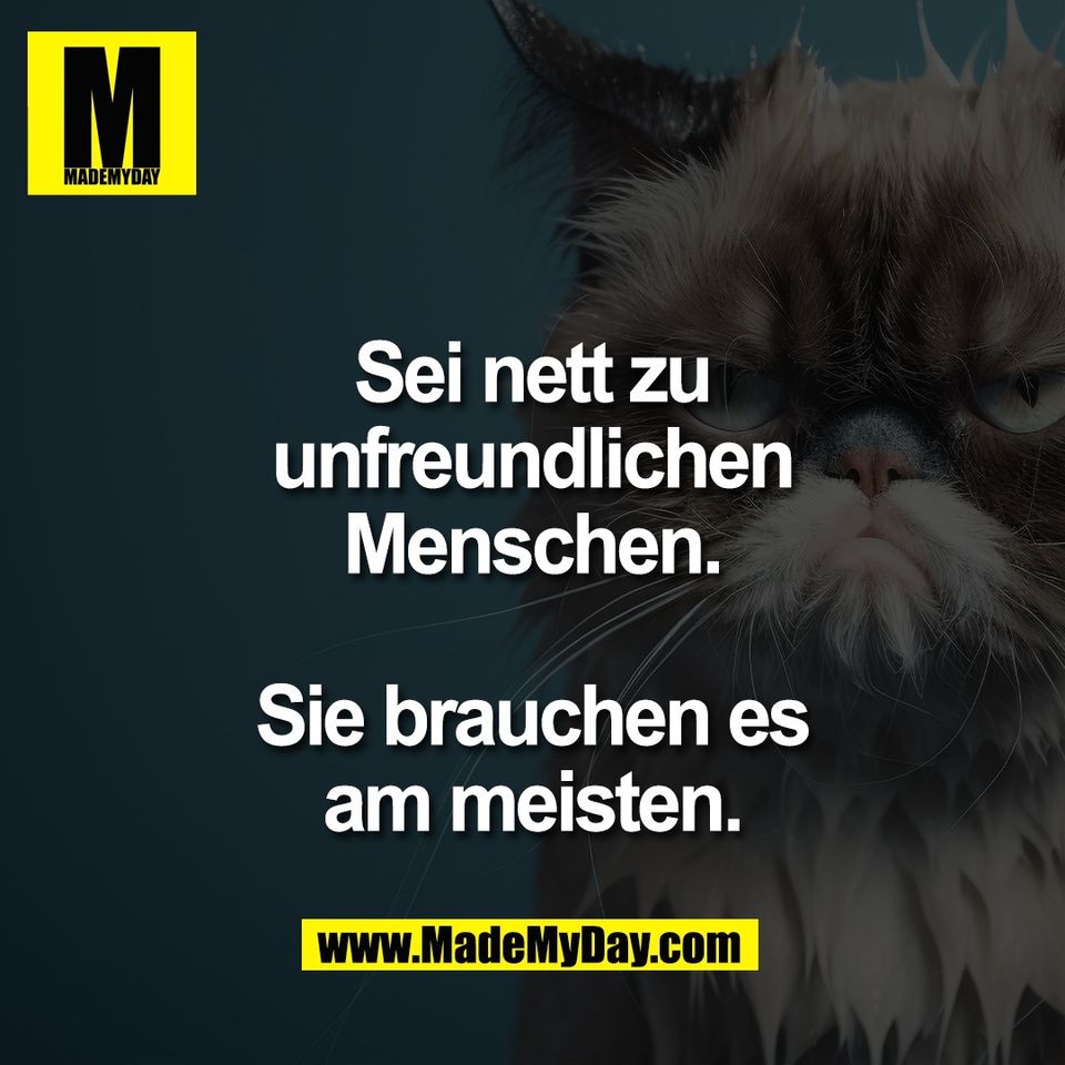 Sei nett zu<br />
unfreundlichen<br />
Menschen.<br />
<br />
Sie brauchen es<br />
am meisten.
