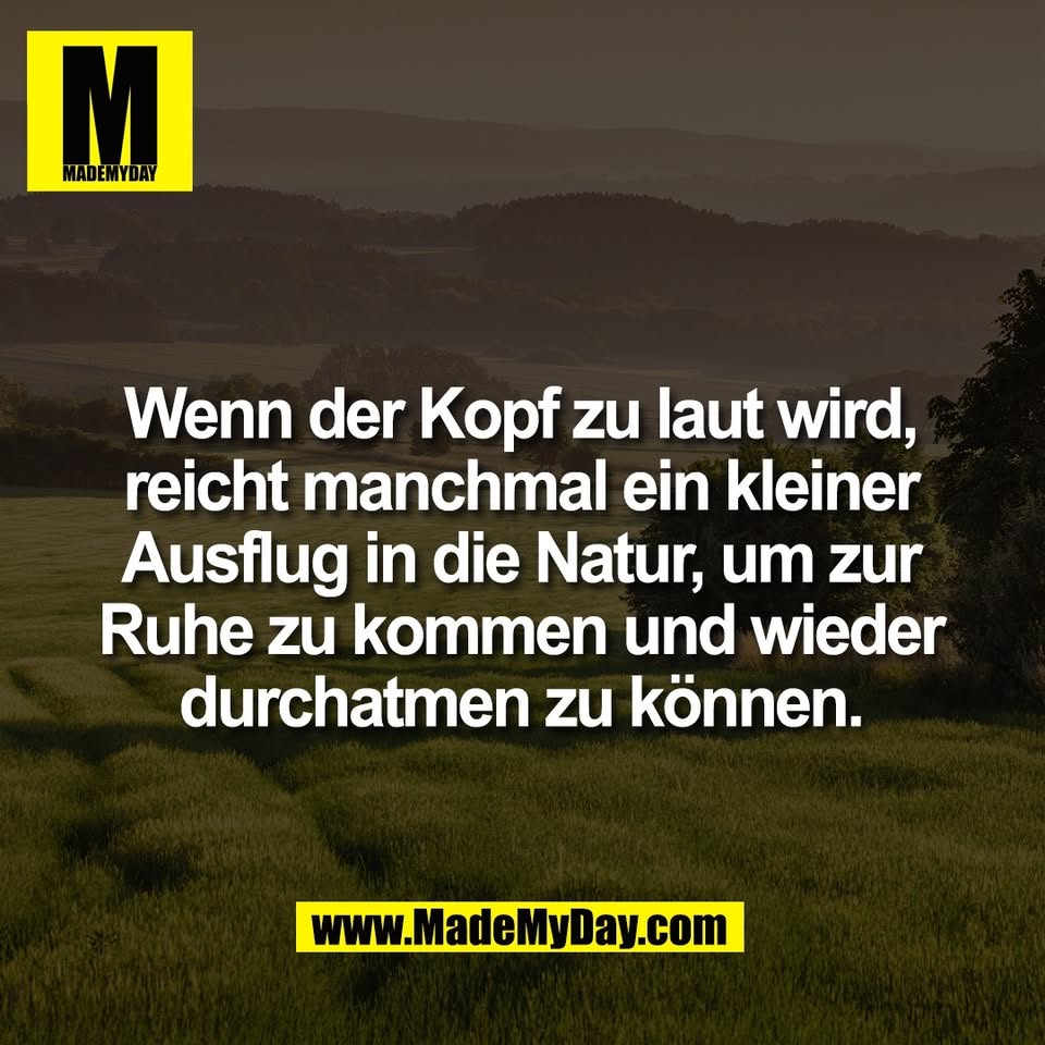 Wenn der Kopf zu laut wird,<br />
reicht manchmal ein kleiner<br />
Ausflug in die Natur, um zur<br />
Ruhe zu kommen und wieder<br />
durchatmen zu können.