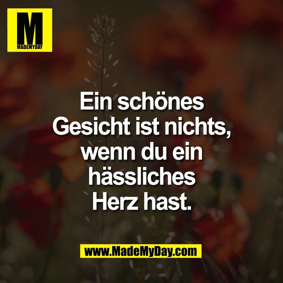 Ein schönes<br />
Gesicht ist nichts,<br />
wenn du ein<br />
hässliches<br />
Herz hast.