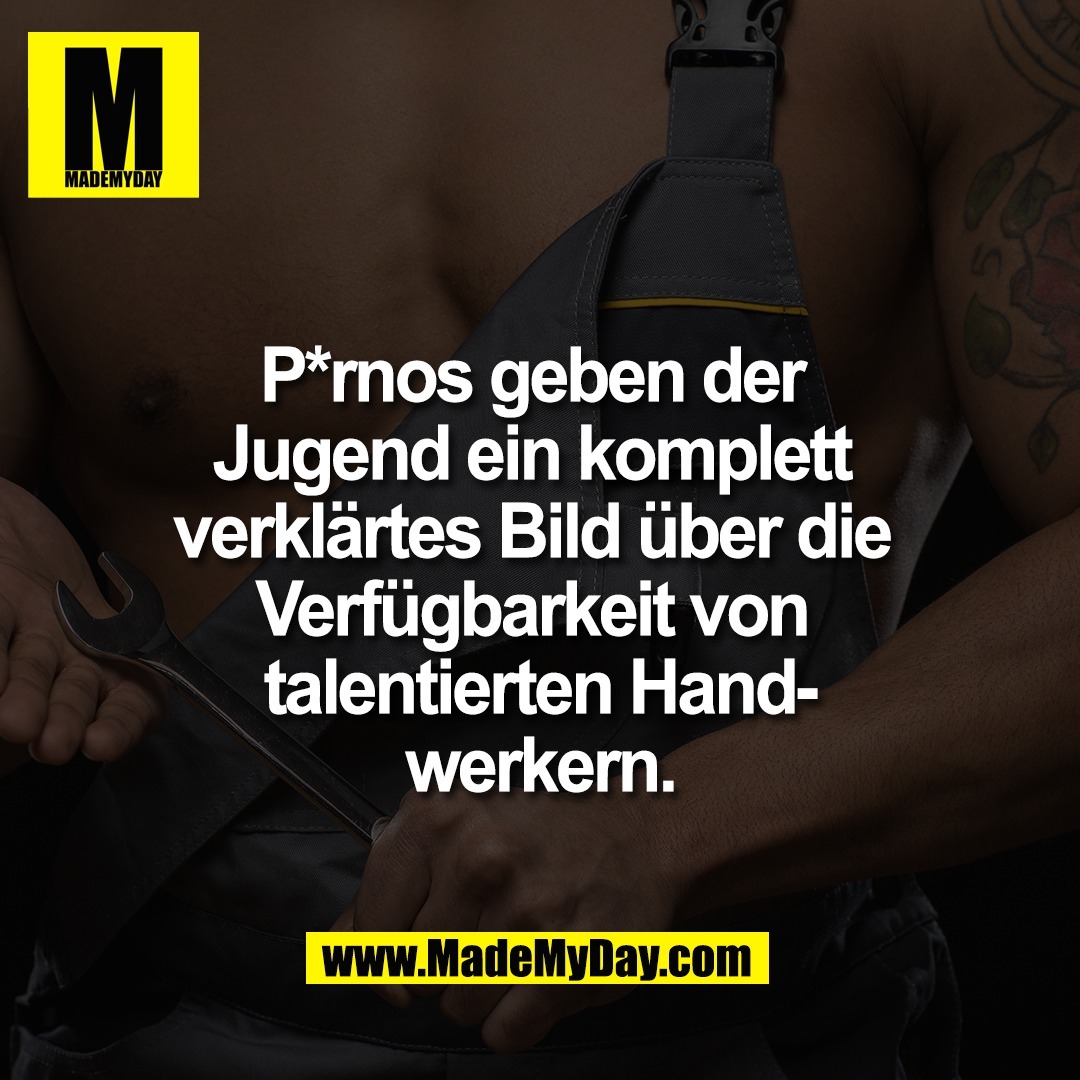 P*rnos geben der <br />
Jugend ein komplett <br />
verklärtes Bild über die <br />
Verfügbarkeit von <br />
talentierten Hand-<br />
werkern.
