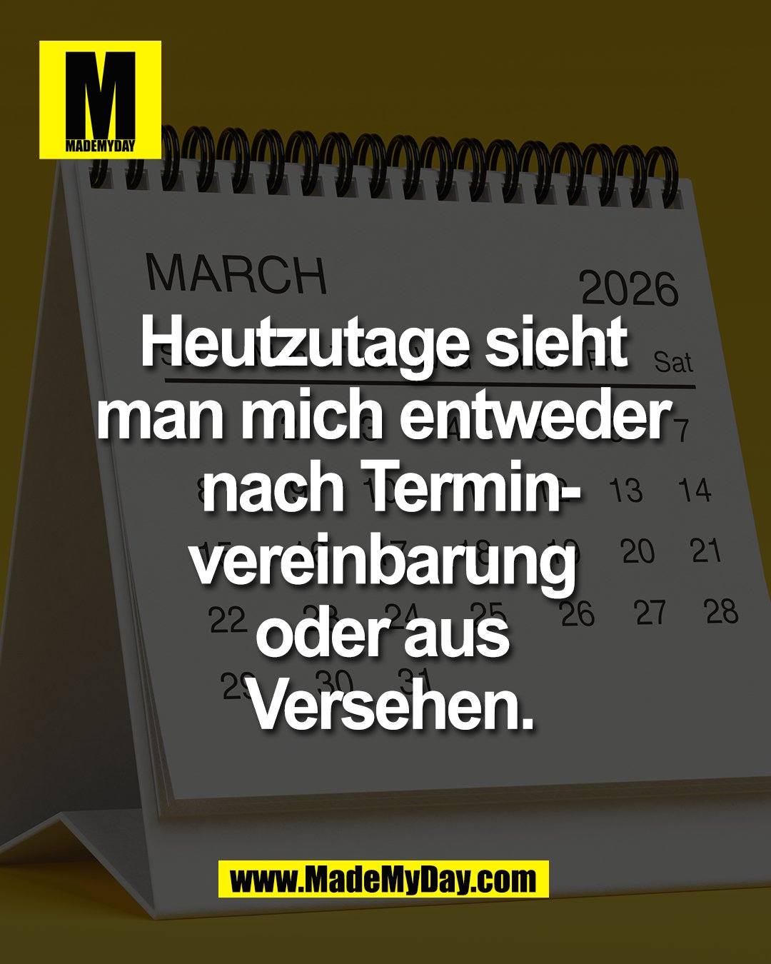 Heutzutage sieht <br />
man mich entweder <br />
nach Terminvereinbarung <br />
oder aus Versehen.