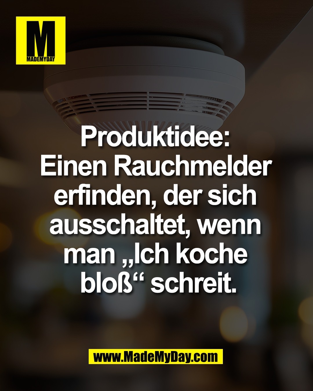 Produktidee: <br />
Einen Rauchmelder <br />
erfinden, der sich <br />
ausschaltet, wenn <br />
man &bdquo;Ich koche <br />
blo&szlig;&ldquo; schreit.