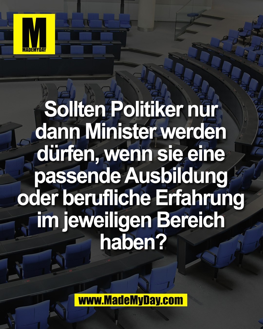 Sollten Politiker nur <br />
dann Minister werden <br />
d&uuml;rfen, wenn sie eine <br />
passende Ausbildung <br />
oder berufliche Erfahrung <br />
im jeweiligen Bereich <br />
haben?