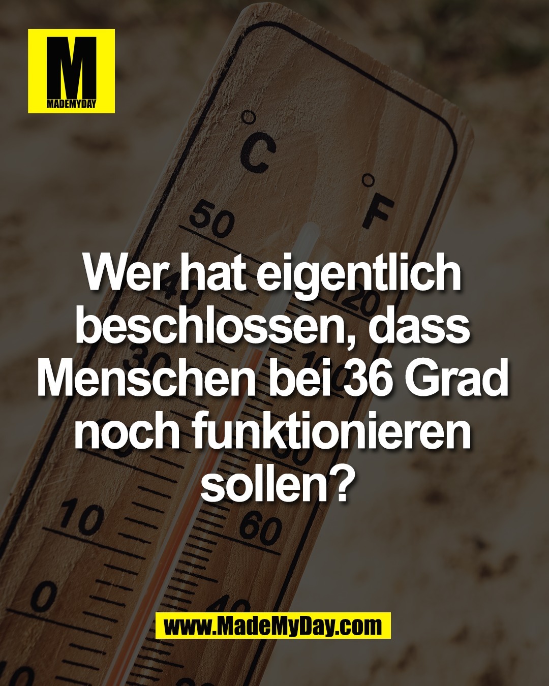Wer hat eigentlich <br />
beschlossen, dass <br />
Menschen bei 36 Grad <br />
noch funktionieren <br />
sollen?