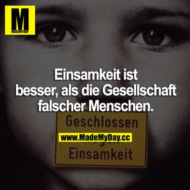 Einsamkeit ist besser, als die Gesellschaft falscher Menschen.