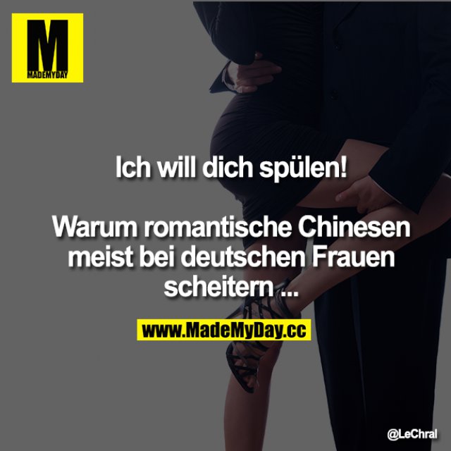 Ich will dich spülen!<br />
<br />
Warum romantische Chinesen meist bei deutschen Frauen scheitern!