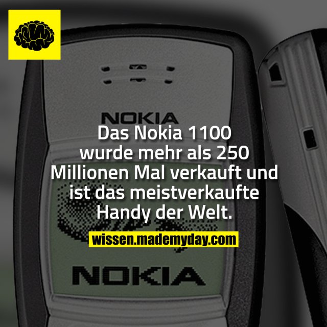 Das Nokia 1100 wurde mehr als 250 Millionen Mal verkauft und ist das meistverkaufte Handy der Welt.