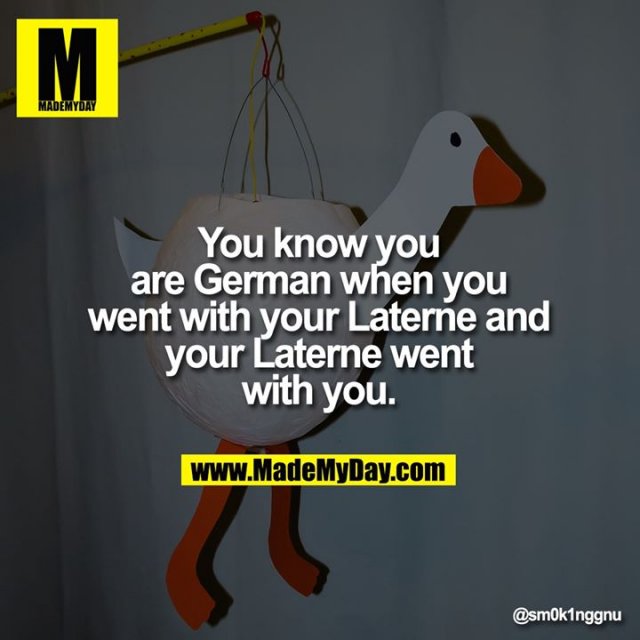 You know you are German when you went with your Laterne and your Laterne went with you.