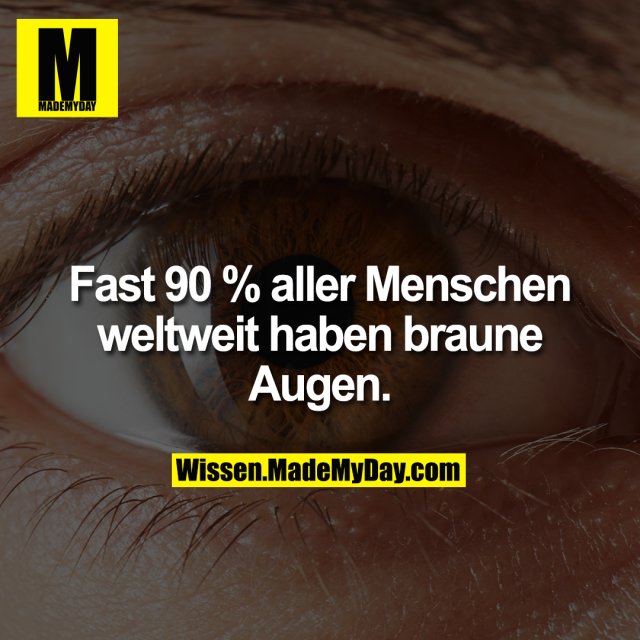 Fast 90 % aller Menschen weltweit haben braune Augen.