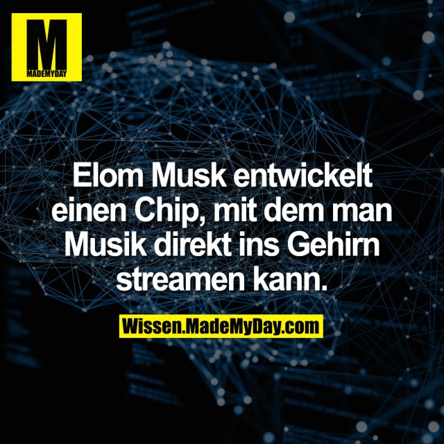 Elom Musk entwickelt einen Chip, mit dem man Musik direkt ins Gehirn streamen kann.