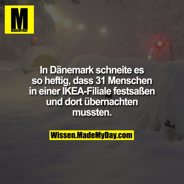 In Dänemark schneite es so heftig, dass 31 Menschen in einer IKEA-Filiale festsaßen und dort übernachten mussten.